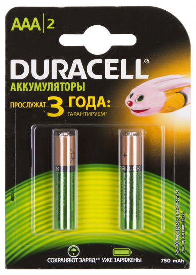 Аккумуляторы DURACELL HR03 (AAA) 750mAh упаковка 2шт. [5000186]